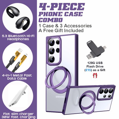 Samsung Galaxy S24/S23 TPU Case Combo with 360° Stand & Hi-Fi Earbuds