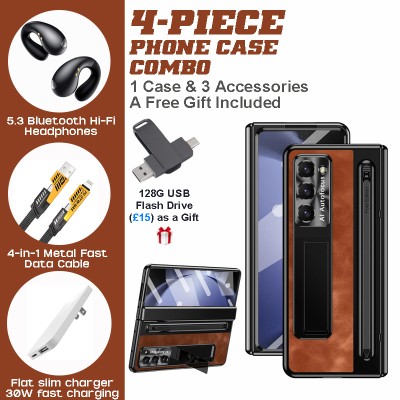 Samsung Galaxy Z Fold4/Z Fold5/Z Fold6 PC Case Combo with Stylus & Hi-Fi Earbuds