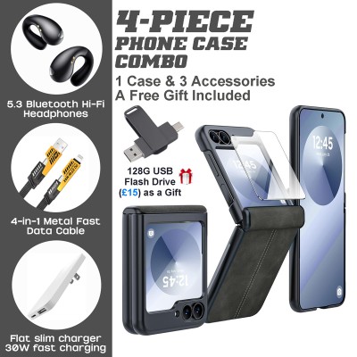 Samsung Galaxy Z Flip6 Protective Case Combo with Hi-Fi Earbuds & Fast Charger
