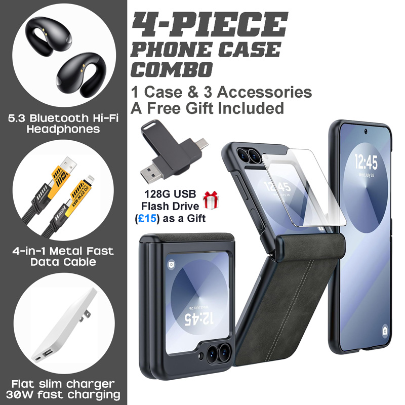 Samsung Galaxy Z Flip6 Protective Case Combo with Hi-Fi Earbuds & Fast Charger Samsung Galaxy Z Flip6 Protective Case Combo with Hi-Fi Earbuds & Fast Charger