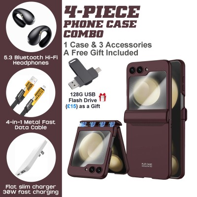 Samsung Galaxy Z Flip5 Shockproof Case Combo with Hi-Fi Earbuds & Fast Charger