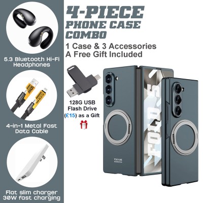 Samsung Galaxy Z Fold5 Wireless Charging Case Combo with Hi-Fi Earbuds & Fast Charger