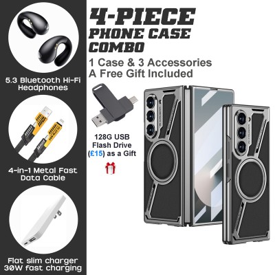 Samsung Galaxy Z Fold6 Protective Case Combo with Hi-Fi Earbuds & Fast Charger