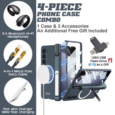 Executive Business Set for Samsung Galaxy Z Flip 4/5/6 – Premium Protective Case, Wireless Earphones & Fast Charging Kit