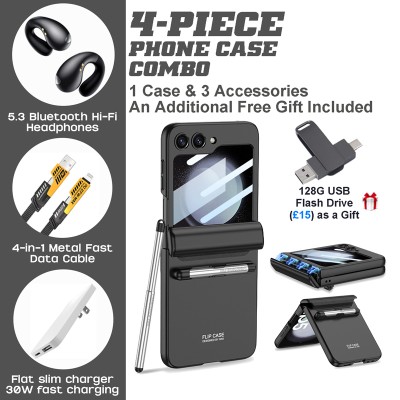 Samsung Z Flip5 Magnetic Case Set: Stylus, BT Earbuds & PD30W Fast Charging