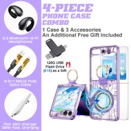 Galaxy Z Flip4/5/6 Protective Case Kit: BT Earphones + High-Speed Data Cable