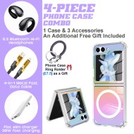 Compatible with Samsung Galaxy Z (Flip4/Flip5/Flip6) – 4-Piece Protective Phone Accessory Bundle