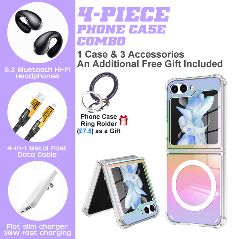 Compatible with Samsung Galaxy Z (Flip4/Flip5/Flip6) – 4-Piece Protective Phone Accessory Bundle Compatible with Samsung Galaxy Z (Flip4/Flip5/Flip6) – 4-Piece Protective Phone Accessory Bundle