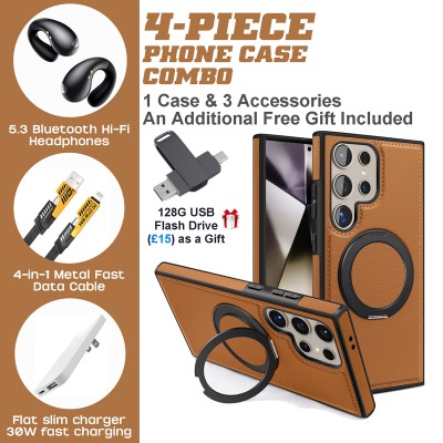 Samsung S24/S23 Accessory Pack: PC+TPU Case, Hi-Fi Earbuds & 30W GaN Charger