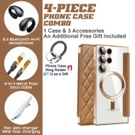 Galaxy S23/S24 Accessory Kit: PC+TPU Case, BT 5.3 Earbuds & Metal Stand