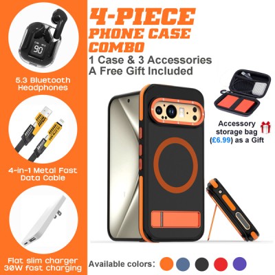 Google Pixel 9 Series 4-Piece Combo with Metal Kickstand & MagSafe Compatibility