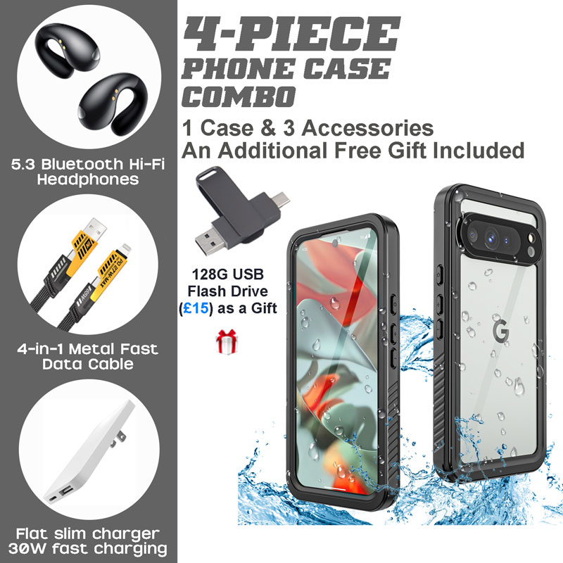 Google Pixel 9/8/7 Series 4-Piece Combo with 128GB USB Flash Drive Google Pixel 9/8/7 Series 4-Piece Combo with 128GB USB Flash Drive