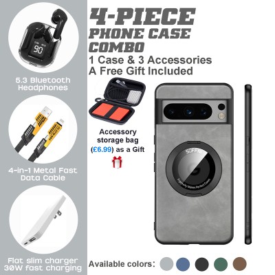 Google Pixel 7A/8/8 Pro Series 4-Piece Combo with 360° Rotatable Stand