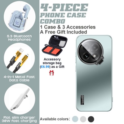 OnePlus 12/13/ACE 3 Pro Series 4-Piece Combo with Matte PC & Metal Case