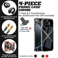 WITTYCOMBO Luxury Pro iPhone 14-16 Bundle: Leather Case, Premium Earbuds, 65W Charger & Free 128G USB Drive