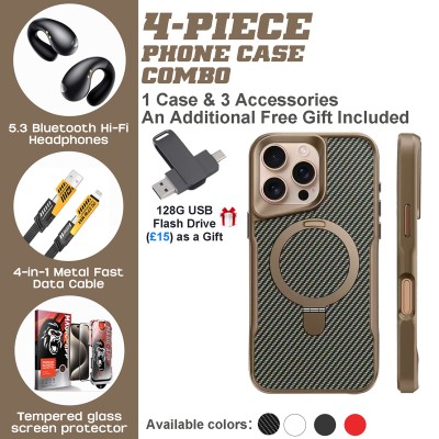 WITTYCOMBO Business Pro iPhone 12-16 Bundle: Magnetic Case, Hi-Fi Earbuds, Fast Charger & Free 128G USB Drive