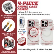 Baseball iPhone Bundle: Magnetic Case, BT Earbuds & Fast Charging Cable