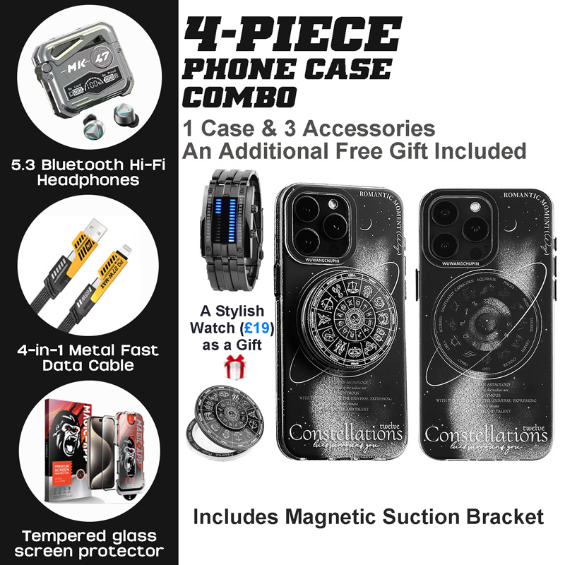 Zodiac iPhone Case Kit: BT Headset, Fast Charging & LED Watch Zodiac iPhone Case Kit: BT Headset, Fast Charging & LED Watch