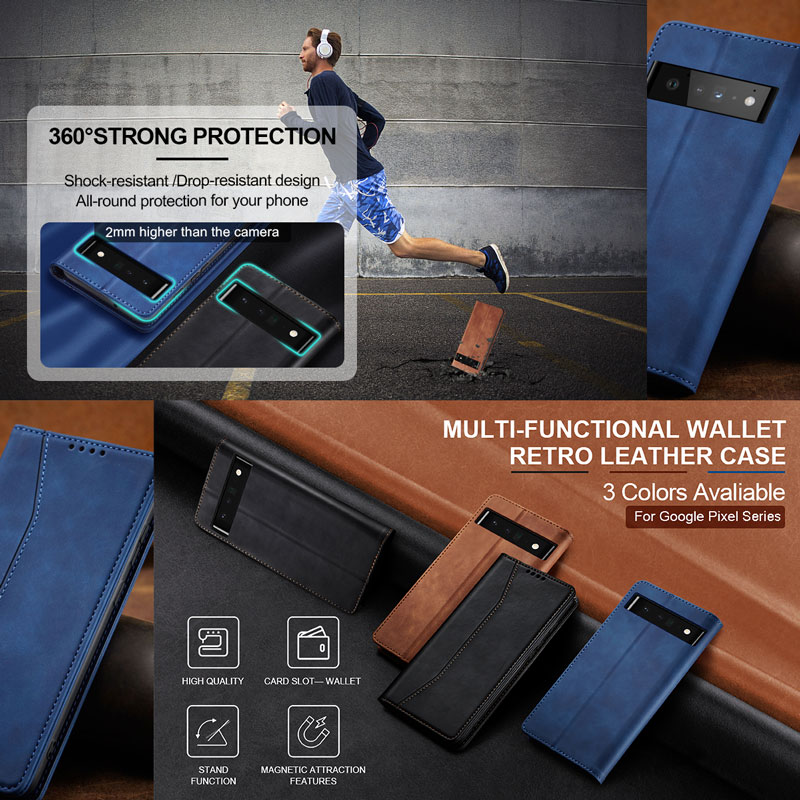 Google Pixel 9/8/7 Series 4-Piece Combo with Folio Wallet Case Google Pixel 9/8/7 Series 4-Piece Combo with Folio Wallet Case