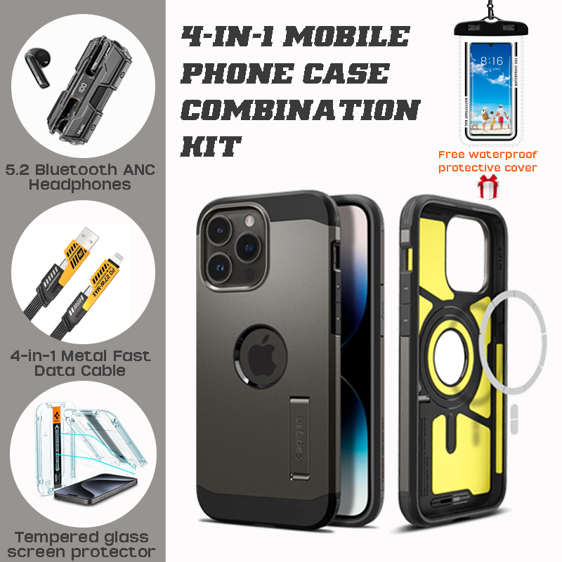 Ultimate Magnetic iPhone Case Bundle: Stand + Noise-Cancelling Earbuds + 4-in-1 Cable Ultimate Magnetic iPhone Case Bundle: Stand + Noise-Cancelling Earbuds + 4-in-1 Cable