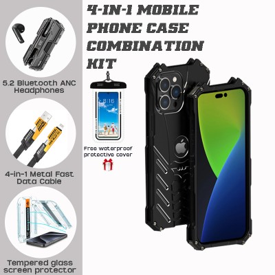 Phone Magnetic Stand Case Bundle: ANC Earbuds, 4-in-1 Cable & Screen Protectors