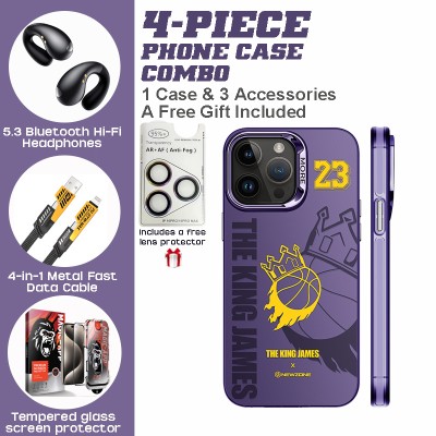 NEWZONE NBA Legend No. 23 iPhone Bundle: Jersey Case, Bluetooth Earbuds & Fast Charger