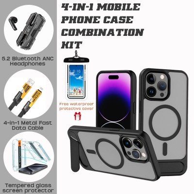 Ultra-Cool iPhone Adventure Bundle: Silicone Matte Case, Noise-Cancelling Earbuds & Waterproof Case