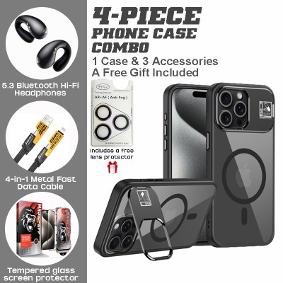 WITTYCOMBO Stylish iPhone Combo: Magnetic Case, Bone Conduction Headphones & Fast Charger