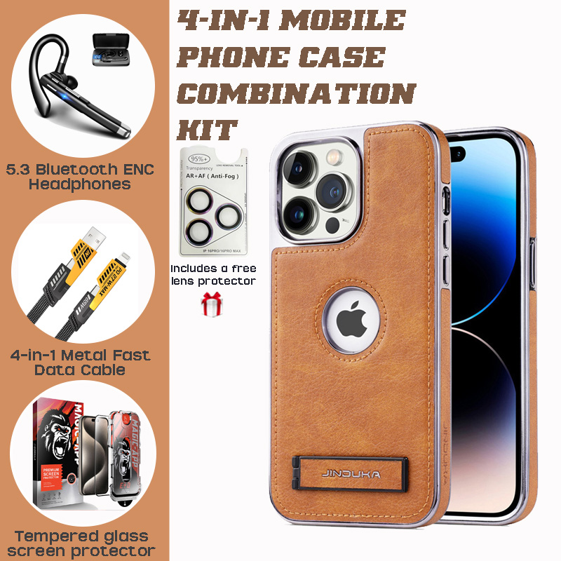 4-in-1 PU Leather iPhone Business Case Set with Invisible Stand & Accessories by WITTYCOMBO 4-in-1 PU Leather iPhone Business Case Set with Invisible Stand & Accessories by WITTYCOMBO