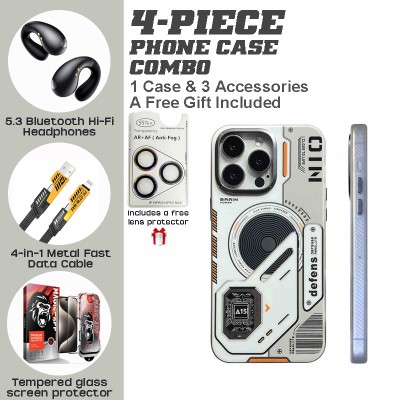 WITTYCOMBO Futuristic iPhone A15 Bundle: Magnetic Case, Hi-Fi Earbuds & Hyper Charger