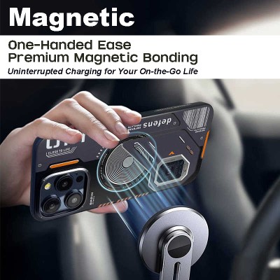 WITTYCOMBO Futuristic iPhone A15 Bundle: Magnetic Case, Hi-Fi Earbuds & Hyper Charger