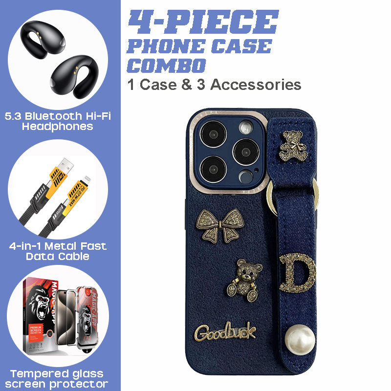 Women's Luxury iPhone Gift Set: PU Case + ANC Earbuds + 4-in-1 Charger Women's Luxury iPhone Gift Set: PU Case + ANC Earbuds + 4-in-1 Charger