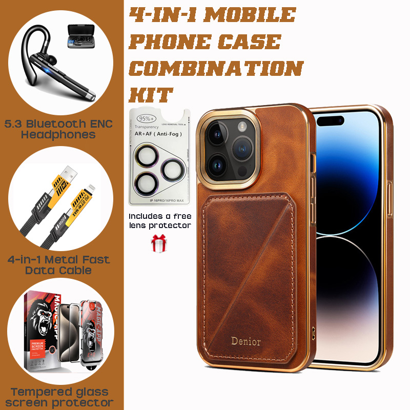 WITTYCOMBO Oil Wax Leather Kit: Premium Case + BT Headset + Charger WITTYCOMBO Oil Wax Leather Kit: Premium Case + BT Headset + Charger