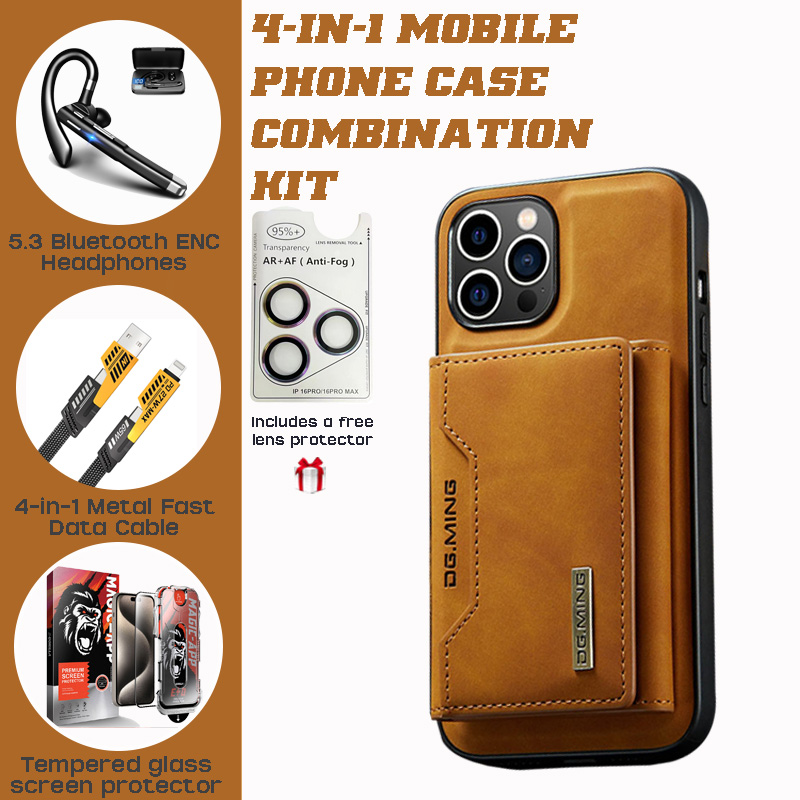 WITTYCOMBO Magnetic Leather iPhone Case Set: Detachable Wallet, ENC Headset & Turbo Charger WITTYCOMBO Magnetic Leather iPhone Case Set: Detachable Wallet, ENC Headset & Turbo Charger