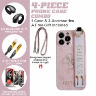 Charming Silicone iPhone Bundle: Elegant Case, Hi-Fi Earbuds & Free Lanyard