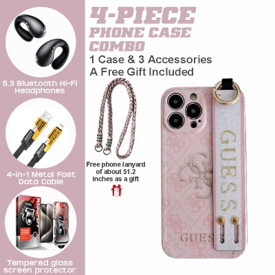 Charming Silicone iPhone Bundle: Elegant Case, Hi-Fi Earbuds & Free Lanyard