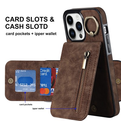 PU Leather Business Set: RFID Card Holder + Zippered Pouch + Accessories