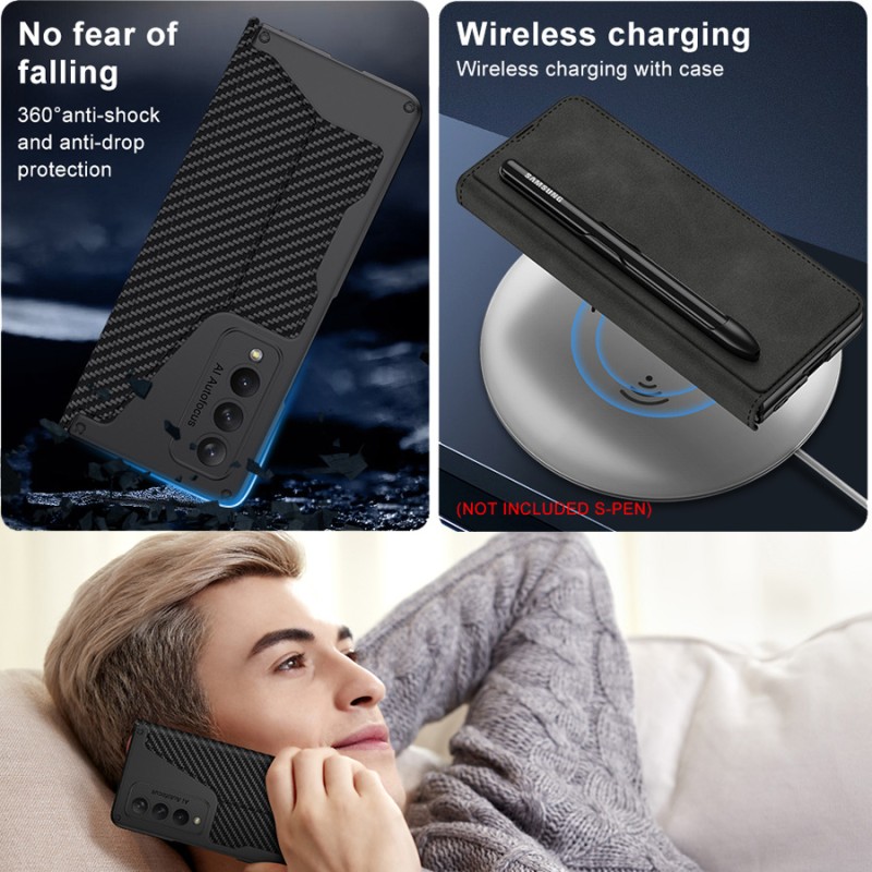 Samsung Galaxy Z Fold4/Z Fold5 Premium 4-Piece Combo - PC & Leather Case, Earbuds, Charger, Cable, and Bonus USB Drive Samsung Galaxy Z Fold4/Z Fold5 Premium 4-Piece Combo - PC & Leather Case, Earbuds, Charger, Cable, and Bonus USB Drive
